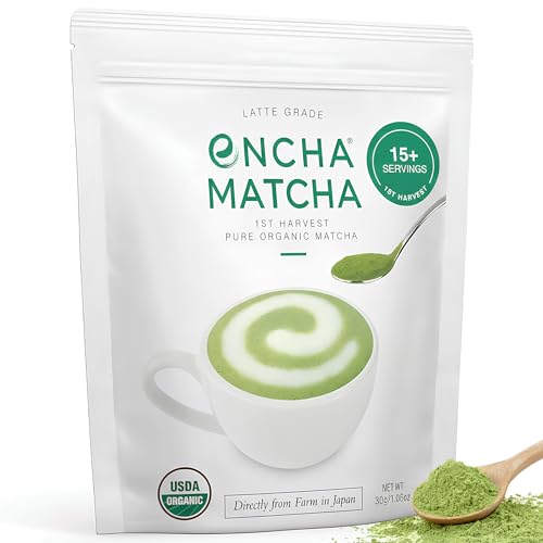 Encha Latte Grade Matcha Powder - First Harvest Organic Unsweetened ...
