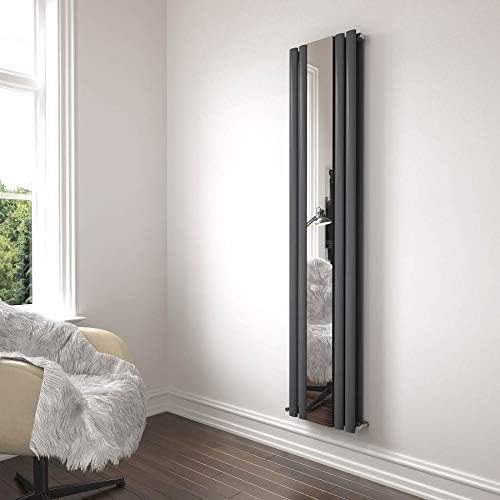 VeeBath Nantes Matt Anthracite Low Carbon Mild Steel Vertical Double Panel Mirror Bathroom Heating Radiator - 1800 x 385mm - Image 3