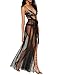 IRISIE Women Sexy Sheer Mesh High Waist Tie Waist Split Maxi Skirt