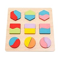 WisdKids Wooden Blocks Shape Puzzles Geometry Construction Games Imagination DIY Toys Early Development Educational Toys for Toddlers Preschool Sorter Sorting Plate Puzzles (Style B)