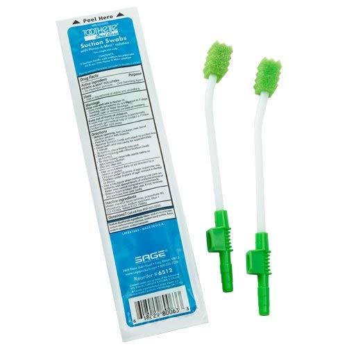 toothette oral care sistema de hisopos de succión de un solo uso con perox-a-mint: caja 