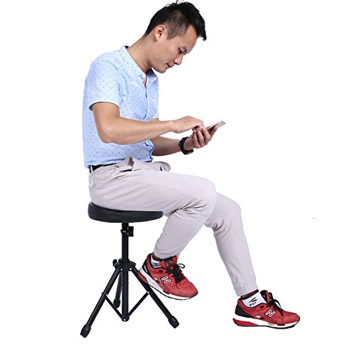 Drum Soft Padded Throne Seat Stool Stand Drummers Drumming Adjustable Chair (Black)