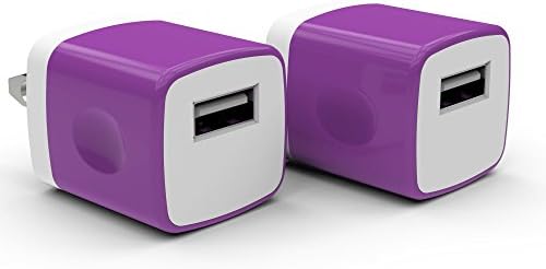PowerJive USB AC Universal Travel Charger Adapter for iOS Devices, (2 Pack) - Purple