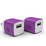 PowerJive USB AC Universal Travel Charger Adapter for iOS Devices, (2 Pack) - Purple