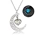 OnairMall Luminous Series Moon Love Heart Pendant Necklace for Girls Fluorescent Necklace, Glow in The Dark (Blue)