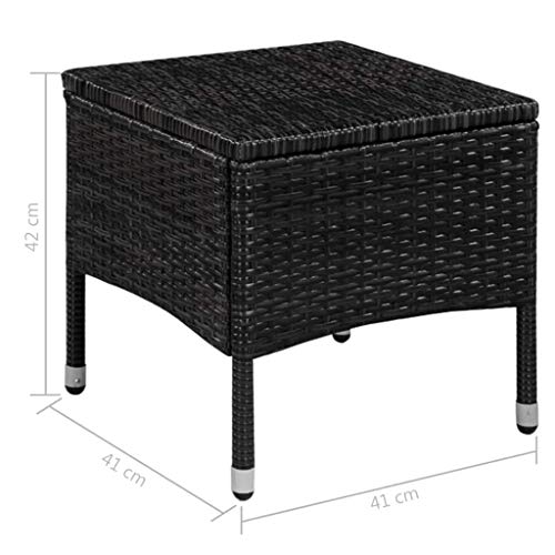vidaXL Gartenstuhl mit Hocker Poly Rattan Schwarz Balkonstuhl Gartensessel – Bild 6