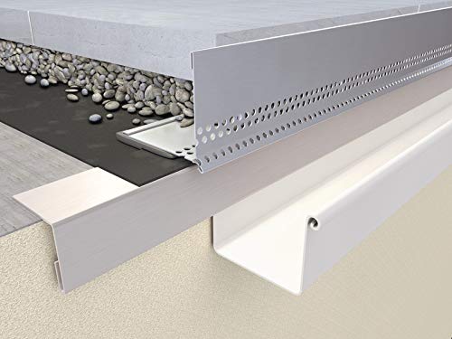 Kiesfangleiste Aluminium 2,5m, Kiesleiste mit Tropfkante 50x70mm, 1 Stück Silber, Lochblech Aluminium, Abschlussleiste…