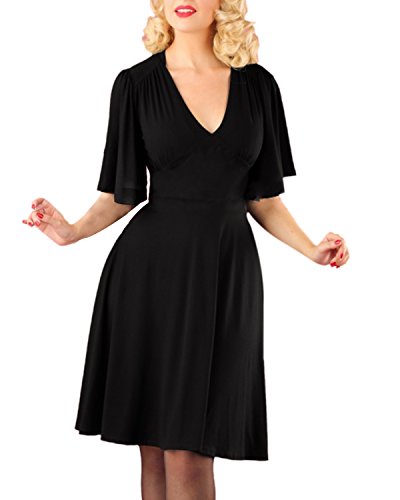 black 1950s butterfly swing dress Grey Swing Vintage TV-Style Dress with Striped Bow l HeartMyCloset –  heartmycloset main image 1