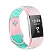 POY Replacement Bands Compatible for Fitbit Charge 2, Adjustable Breathable Wristbands with Air Holes Straps, Small Pink Teal