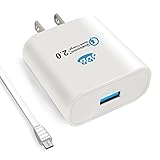 Quick Charge 2.0, JDB 18W Turbo USB Charger Travel Wall Charger for Galaxy S7 / S6 / S6+ / Edge, LG G4, HTC One M9, Sony Xperia Z5 / Z4 Tablet, iPhone and More (with 3Ft Micro USB Cable)-White