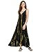 MakeMeChic Women's Boho Maxi Short Sleeve Split Pockets Tie Dye Long Dress Black and Gold L