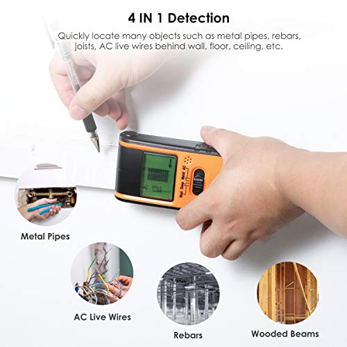 Owlike Stud Finder Sensor Wall Scanner - 4 Modes Multi Function Electronic Stud Sensor Finders Wall Detector Center Finding with Digital LCD Display for Wood AC Wire Metal Studs Detection