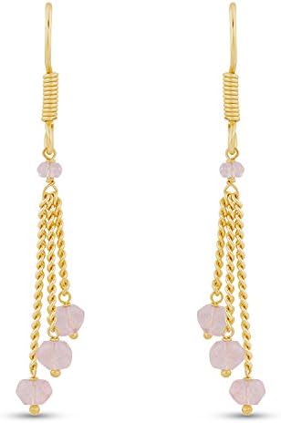 Kesar HANDMADE Rose Quartz Dangle Earrings for Women and Girls