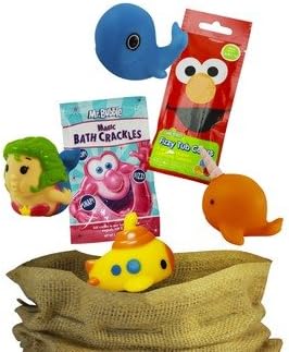 Pink Girls Bath Toys Gift Set Featuring Whale Mermaid Norwhal Submarine Bath Squirters, Mr Bubble Bath Crackles, and Bath Color Drops