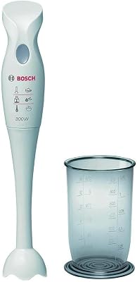 Mixxo MSM6B150 - Batidora de mano, 300 W, velocidad Turbo, cúpula con cuchilla de acero inoxidable, con vaso de mezclas, color blanco