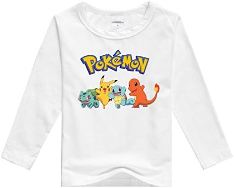 Natty Sweeties Baby Toddler kid's Pokemon Go Long Sleeve T shirt Unisex (3T, Pokemon white)