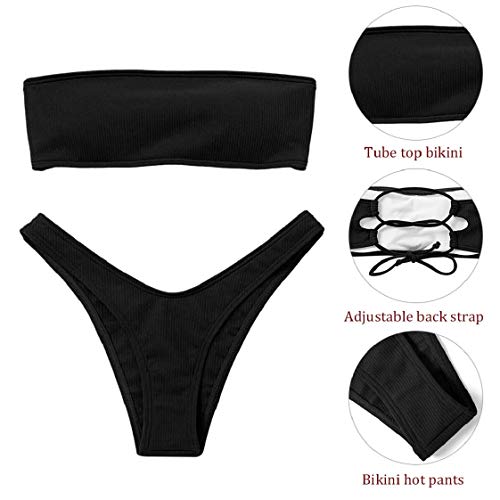 UMIPUBO-Bikini-Set-Donna-in-Tinta-Unita-Costumi-da-Mare-Due-Pezzi-Spiaggia-Costumi-da-Bagno-Vita-Bassa-Bikini-Senza-Spalline-Push-Up-Beachwear-Swimwear