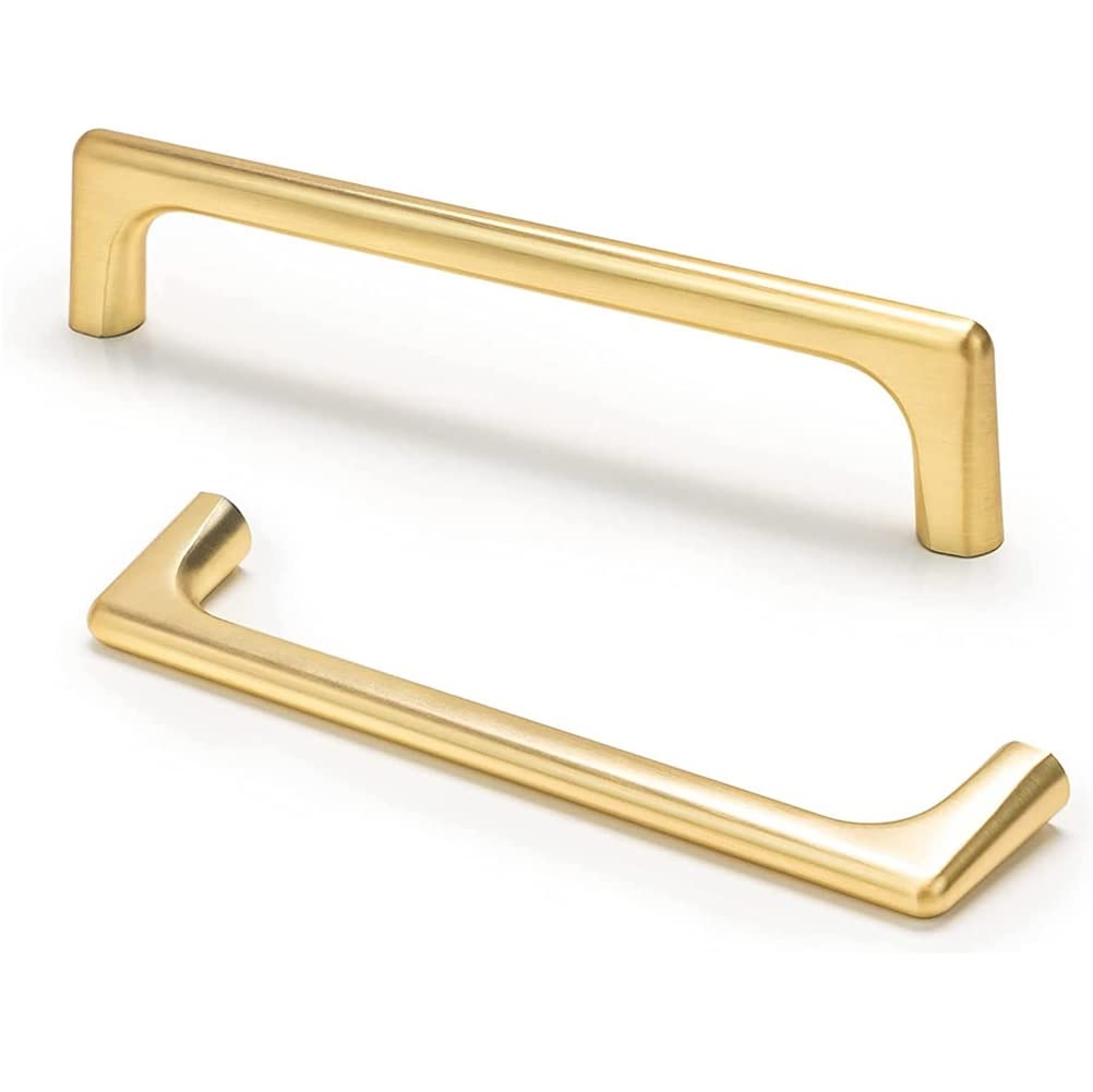 ANSIEDIO 2 Pieces Kitchen Cabinet Handles Hole Distance 192mm Brushed Brass Cupboard Handles Drawer Handles Zinc Alloy Wardrobe Handles
