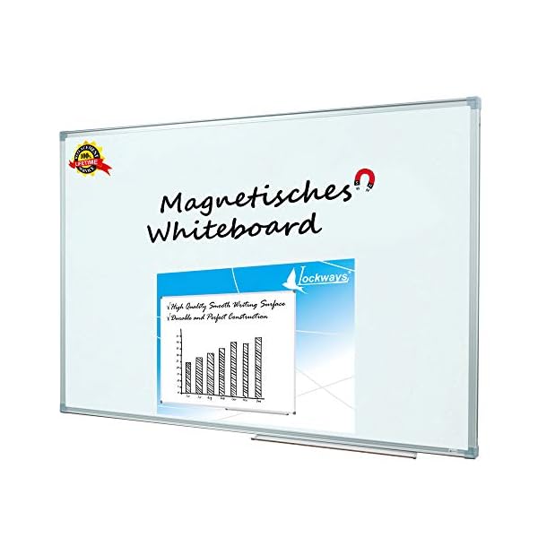 Lockways Whiteboard - Magnetisch Stabiler Tafel - praktische Weißtafel 90 x 120 cm, silbrig Metall Rahmen für Schule, Wohnung und Büro