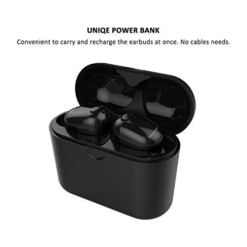 NENRENT S570 TWS Bluetooth Earbud,Smallest Mini Invisible V4.1 Wireless Dual Bluetooth Earpiece Headset Twins Headphone Earphone with 400mAh Charging Case for iPhone iPad Samsung Galaxy LG HTC (Black)