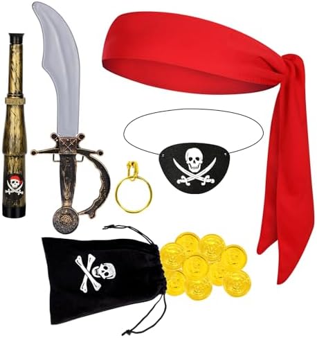 Set De 20 Accesorios Piratas – 10 Gorros Y 10 Parches De Ojo Para Fiestas Infantiles Y Juegos De Rol