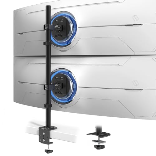 Heavy Duty Dual Monitor-Arm for 17-49'' - Double Vertically Stacked Monitor Mount, Extra Tall Ultrawide Desk Stand Holds up to 44 lbs per Screen, Vesa 75/100, Black