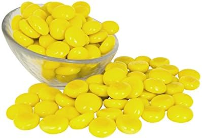Yellow Glass Gems 1 Lbs. — FILLS 1 1/4 Cups Vol. —Non-Toxic Lead Free Vase Filler, Table Scatter, Aquarium Filler — Beautiful, Smooth, Fun, Vibrant Colors Crafted in the USA