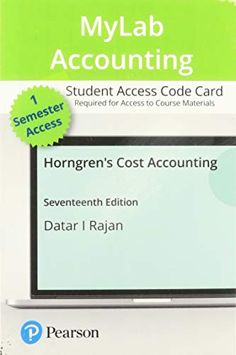Cost Accounting Mylab Accounting Access