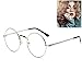 Littlegrass Round Circle Frame Clear Lens Glasses Vintage Oversized Metal Brown Black Silver Gold (silver)