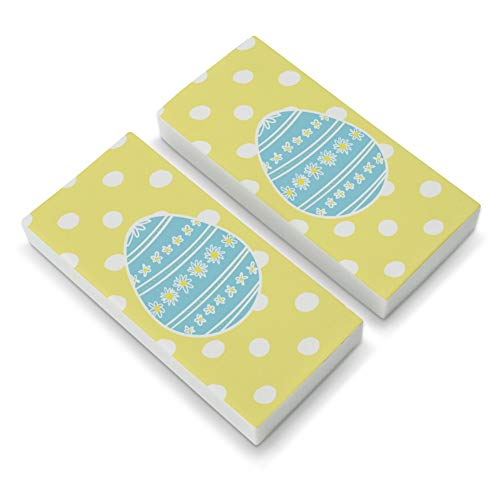 Cute Blue Easter Egg with Daisies Eraser Set of 2