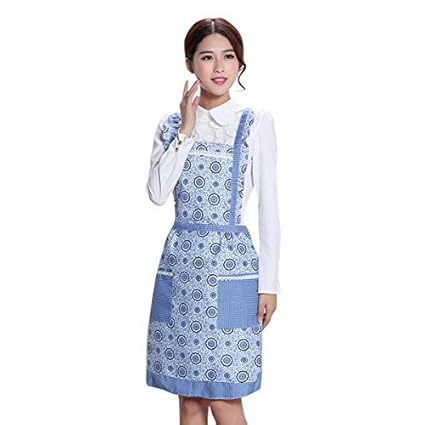 SYGA Blue Round Design Waterproof Stylish Polyester Fiber Women Apron