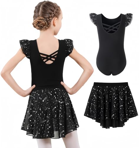 DIPUG Ballet Leotards for Girls Dance Leotard Toddler Removable Shiny Skirts Ballerina Combo Outfit