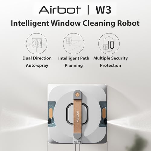 Airbot W3 Window Cleaning Robot - Dual Nozzles with Ultrasonic Spray,Intelligent Path Planning,11000Pa Suction Power,Edge Detection Technology,UPS 20min,4 Cleaning Modes,MiHome Control Mijia Ecosystem