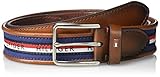 Tommy Hilfiger Men's Casual Fabric Belt, Navy Stripe, 34