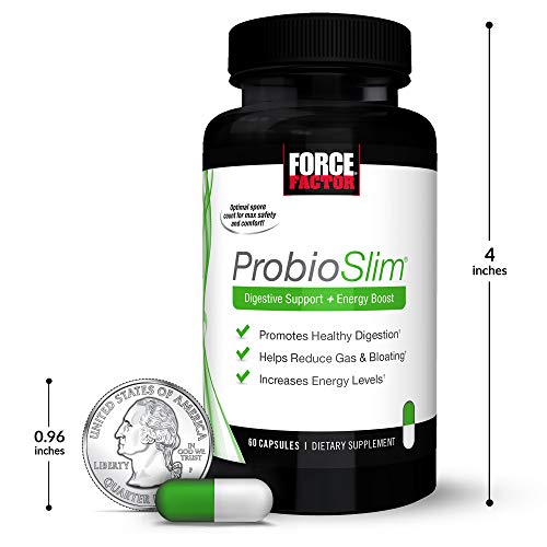 FORCE FACTOR PROBIOSLIM PROBIOTIC SUPPLEMENT FOR WOMEN AND MEN WITH PROBIOTICS AND GREEN TEA EXTRACT, REDUCE GAS, BLOATING, CONSTIPATION, SUPPORT DIGESTIVE AND GUT HEALTH, 120 CAPSULES (2-PACK)