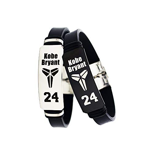 fanwenfeng Basketball Player Star Inspirational Personal Logo Adjustable Wristbands Power Balance Sport Silicone Bracelet 2 Pcs (Kobe)