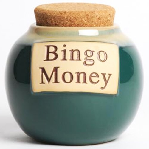 Bingo Money Holder; Ceramic Jar With Cork; Bingo Lover Gift By Tumbleweed