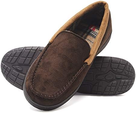 hanes men's moccasin slipper house shoe with indoor outdoor memory foam sole fresh iq odor protection