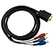 Cables4PC A12495 Gold Plated 6-Feet VGA/HD15/RGB to 3 RGB Component for TV/HDTV Cable