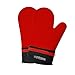 Detachable Silicone Oven Mitt - Oven Mitts with Quilted Cotton Lining -1 Pair of Professional Heat Resistant Potholder Gloves - Washable - Red