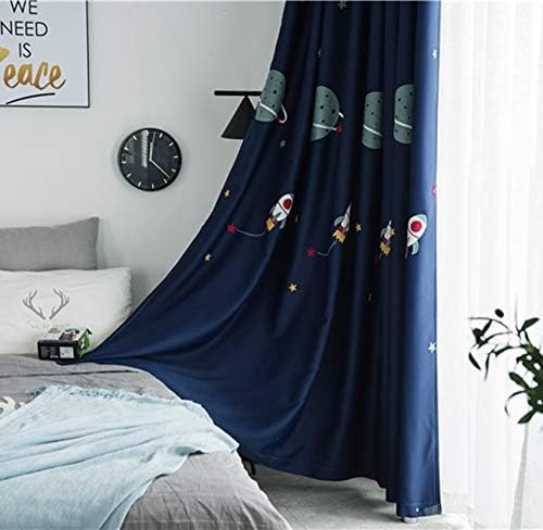WPKIRA Kids Curtains for Boys/Girls Blackout Curtain for Living Room Embroidered Planets Curtain Thermal Insulated Window Treatment Panel Children Curtain Grommet Top 1 Panel W40 x L63 inch