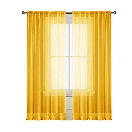 Passenger Pigeon Yellow Sheer Curtains Rod Pocket Semi Sheer