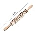 Rolling pin, LtrottedJ Christmas Wood Rolling Pin Engraved Carved Embossed Rolling Pin Kitchen Tool (D:43x5cm)