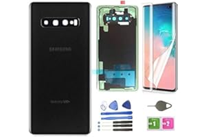 TEAMPLAYER Galaxy S 10 Plus Back Glass Cover Replacement Housing Door (Waterproof) with Camera Lens and Frame +Tape Parts for Samsung Galaxy S10 Plus S10+ SM-G975U/W/F/DS + Tools(Black)