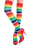 Rainbow Striped Knit Thigh High Stockings