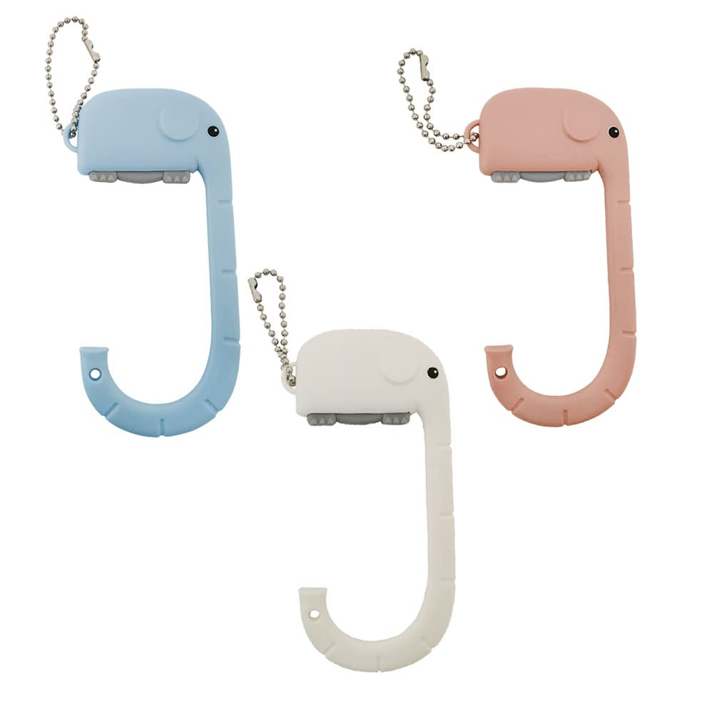 Photo 1 of brandname Desk Hook Purse for Table, Portable Shopping Bag Holder Hooks 3 PCS Cute Creative Elephant Shaped Under Shelf Used to Hang Handbags School Bags Backpack Decorate, White?blue?pink