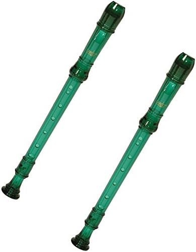 Canto One-Piece Translucent Soprano Recorder with Baroque Fingering Transparent Green - 2 Pack