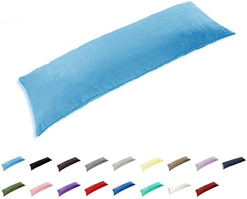 TAOSON 100% Cotton Body Pillow Case Cover,Pillow Case Protector, Cushion Cover with Zippers Only Cover No Insert(Aqua Blue,21"x54"/51x140cm)