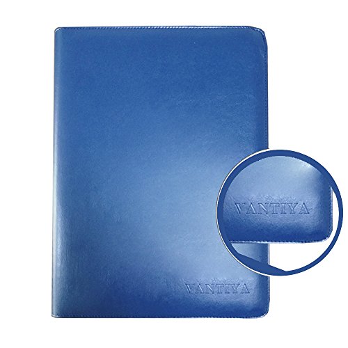 Ring Binder Portfolio, Conference Folder, Notepad Bnder, A4 Conference Folder Business PU Leather Document Case Bag with Clipboard(Blue)