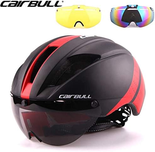 Jhin Stella Bicycle Helmet - Lens 280g Speed Aero TT Road Bicycle Helmet Cycling Bike Sports Safety TT Helmet Racing in-Mold Road Bike Cycling Goggles red 1 PCs